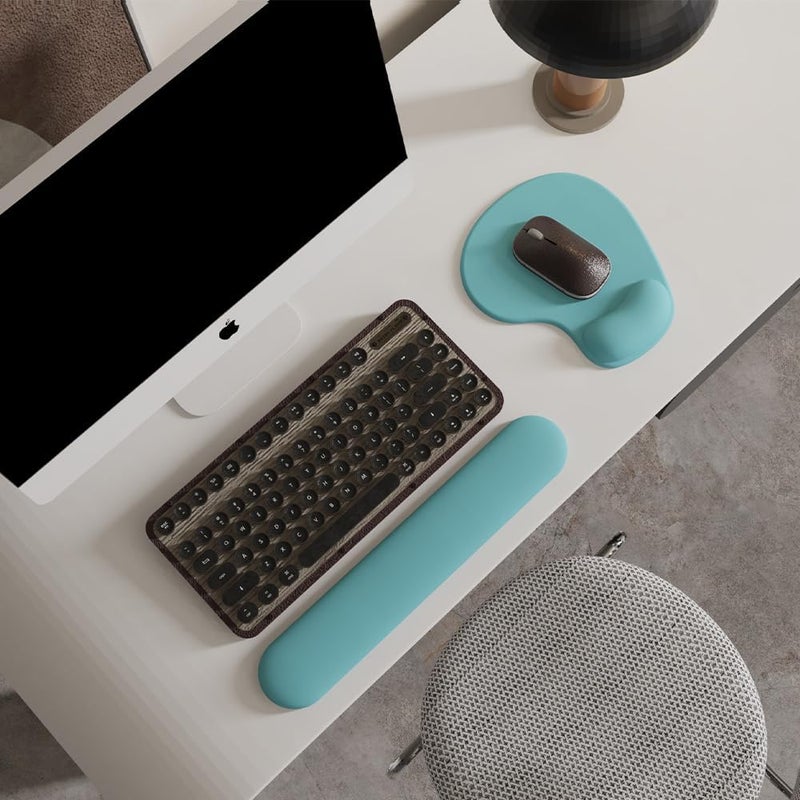 DemonChest Office Mousepad with Gel Wrist Support - Ergonomic Gaming Desktop Mouse Pad Wrist Rest - Design Gamepad Mat Rubber Base for Laptop Computer -Silicone Non-Slip Special-Textured Surface (04Blue) - Image 2